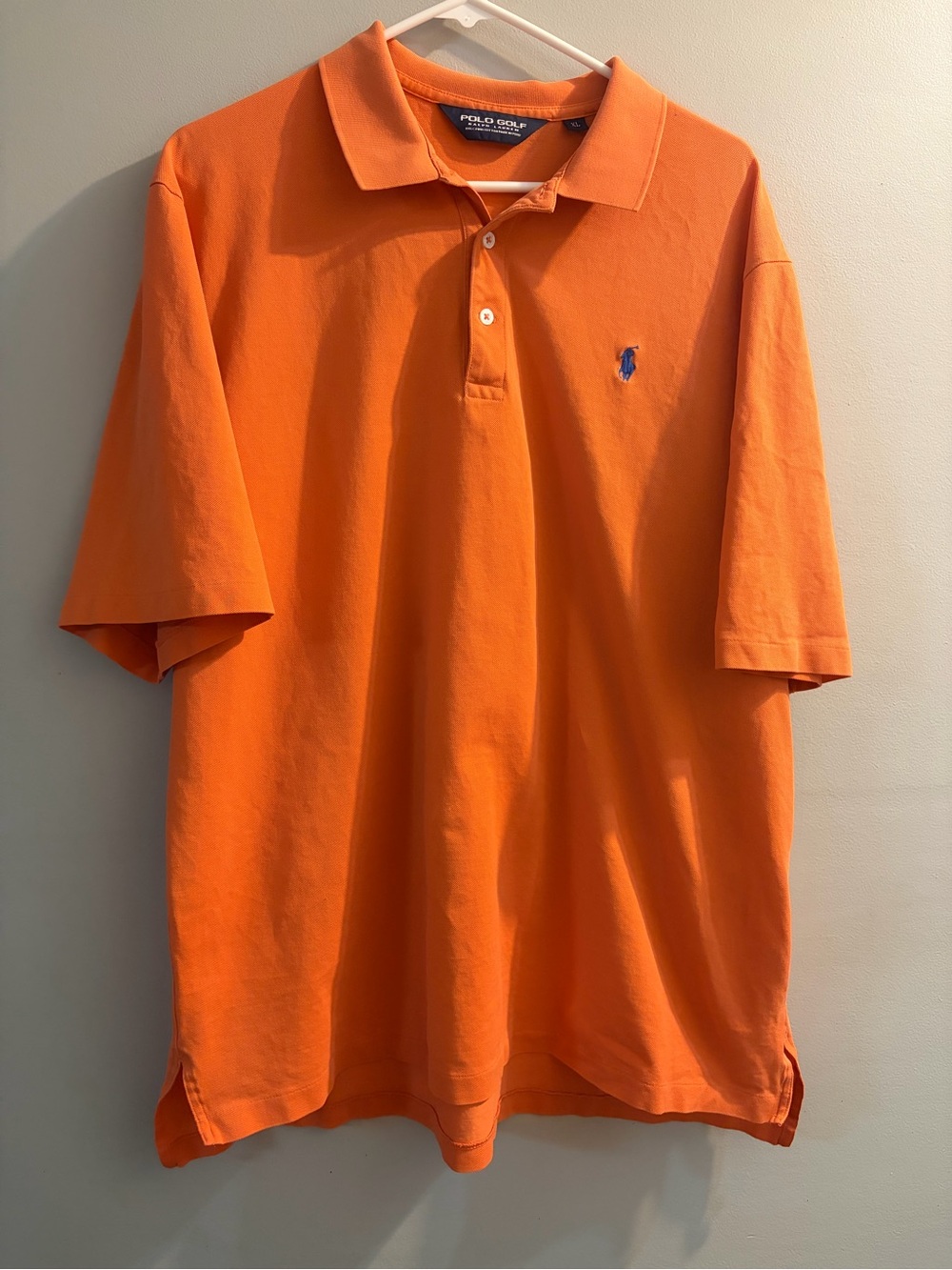 Ralph Lauren Orange Polo with Blue Pony Embroidery